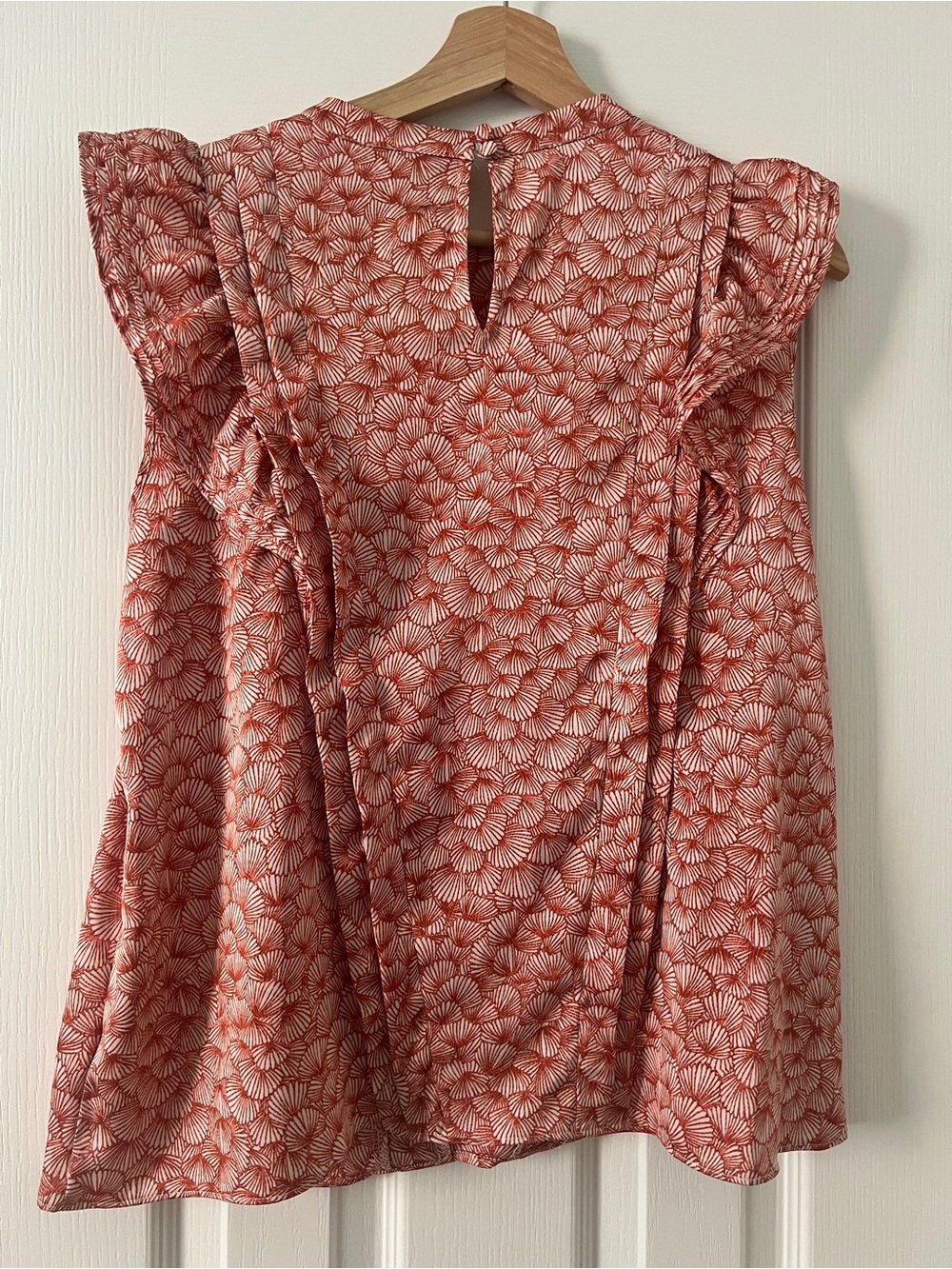 Sleeveless Ruffle Shell Top - Red Floral - Picture 2 of 3